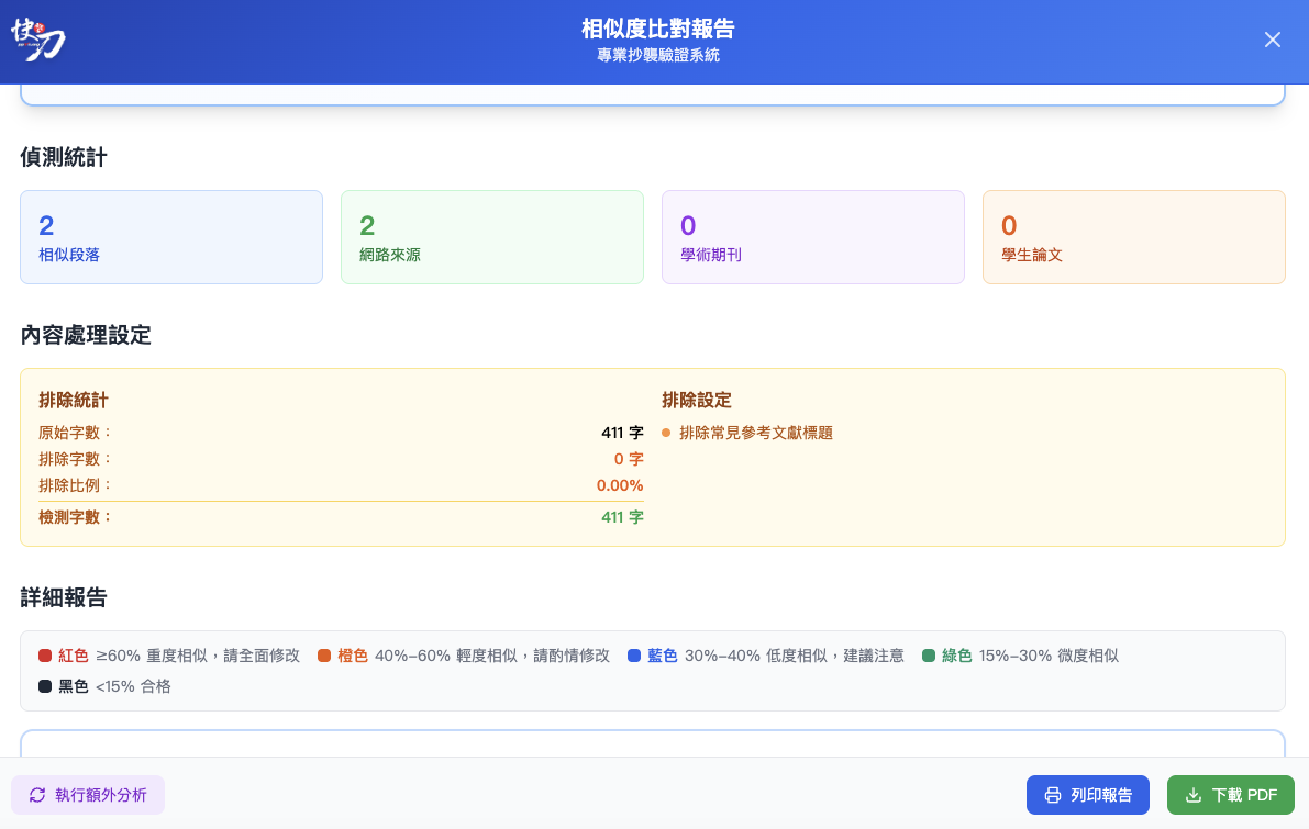 偵測統計與內容處理設定
